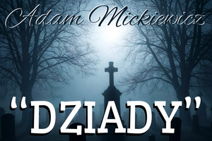 Plakat promujący wydarzenie "Narodowe Czytanie" utworu Adama Mickiewicza "Dziady" w Wilczopolu. Wydarzenie odbędzie się 3 października 2026 roku o godzinie 17:00 w świetlicy OSP Wilczopole.